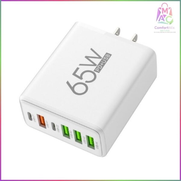 Cargador 6 Entradas + Cable Tipo C